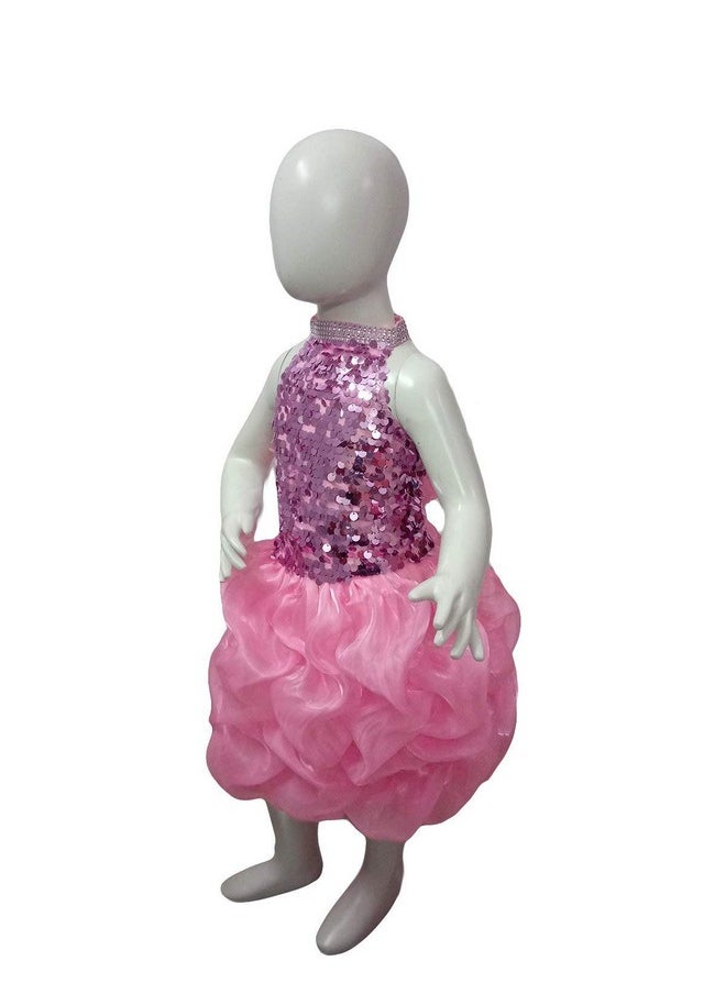 BookMyCostume Bookmycostume Pink Balloon Frock Western Dance Costume Dress for Girls - Premium 8-10 Years - Nylon  - Image 4