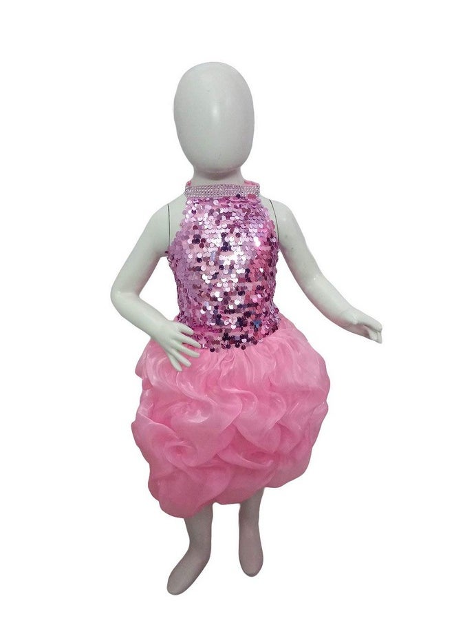 BookMyCostume Bookmycostume Pink Balloon Frock Western Dance Costume Dress for Girls - Premium 8-10 Years - Nylon  - Image 1