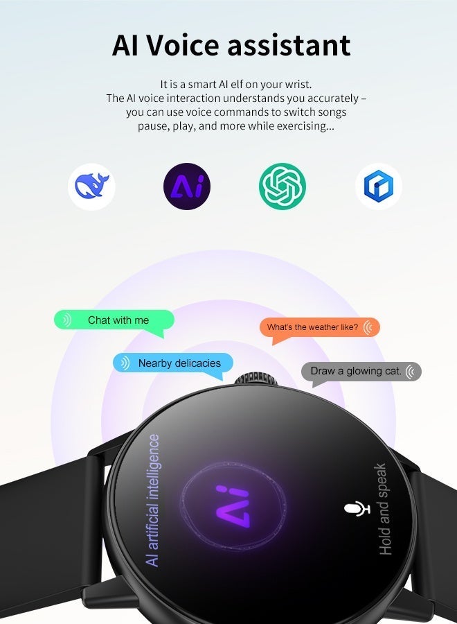 KitKey Korean Brand Smart Watch M5 Business Smartwatch, Waterproof Fitness Watch, Bluetooth Calling, Compatible with Android and iOS,Smartwatch For Men, Zinc Alloy Vacuum Plating, Heart Rate Monitoring，Black - Image 5