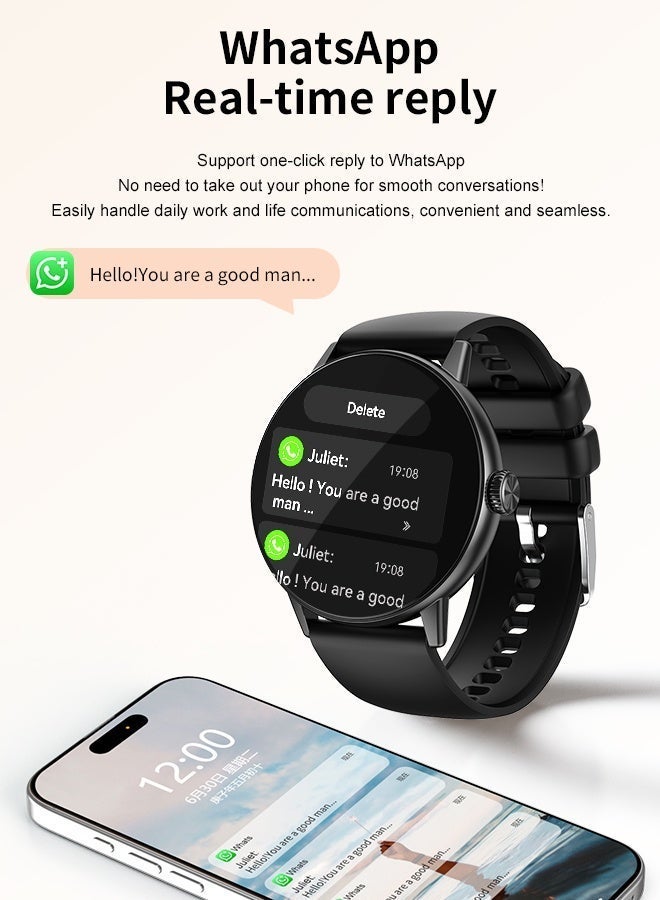 KitKey Korean Brand Smart Watch M5 Business Smartwatch, Waterproof Fitness Watch, Bluetooth Calling, Compatible with Android and iOS,Smartwatch For Men, Zinc Alloy Vacuum Plating, Heart Rate Monitoring，Black - Image 4