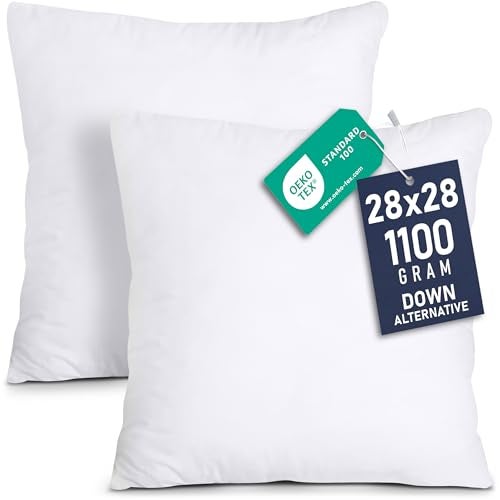 Utopia Bedding Throw Pillows Insert (Pack of 2, White) - 28 x 28 Inches Bed and Couch Pillows - Indoor Decorative Pillow - Image 1