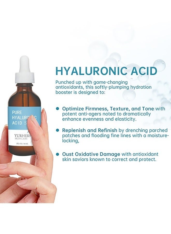 YURHERSU - Pure Hyaluronic Acid Serum， For Skin 100% Pure Anti Aging Serum Intense Hydration Moisture Non greasy Paraben free, Wrinkle Reducing and Brightening Serum 30ML - Image 1