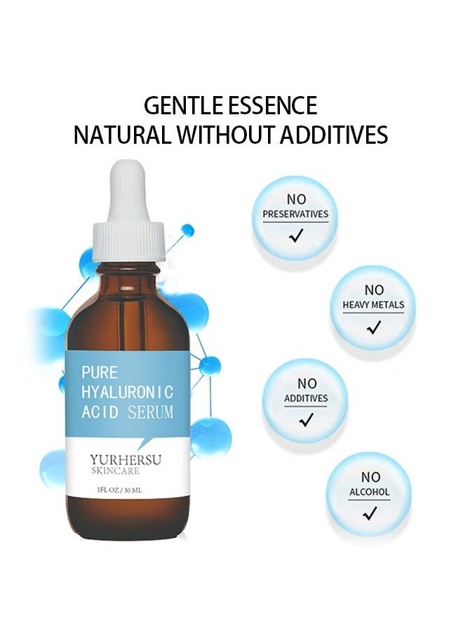 YURHERSU - Pure Hyaluronic Acid Serum， For Skin 100% Pure Anti Aging Serum Intense Hydration Moisture Non greasy Paraben free, Wrinkle Reducing and Brightening Serum 30ML - Image 1
