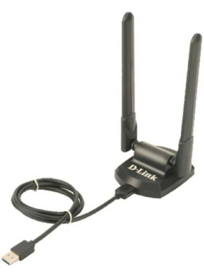 محول USB AX5400 عالي الكسب Wi-Fi 6E، USB 3.0، سرعات تصل إلى 2402 ميجابت في الثانية، نطاقات 2.4 جيجاهرتز، 5 جيجاهرتز، و 6 جيجاهرتز، ألعاب ذات زمن استجابة منخفض، OFDMA، و MU-MIMO، تشفير WPA3 | DWA-XE5452