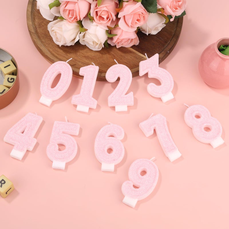 Gosknor Pink Number One Birthday Candles, Romantic Cake Glitter Pink Number 1st Candles Anniversary Cake First Topper Decoration Cute Birthday Party Supplies for Wedding Anniversary Celebration Supplies (1) - Image 3