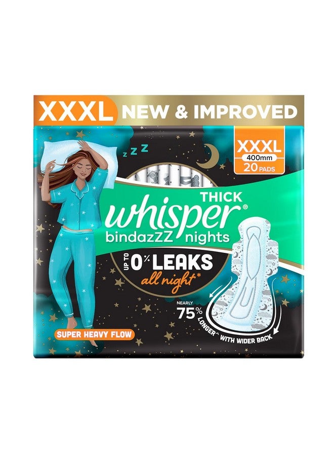 وسبير فوط صحية ليلية من ويسبر بينداز، 20 فوطة مقاس XXXL، حتى 0% تسرب طوال الليل، لتدفق غزير، ظهر أطول وأعرض بنسبة 75%، أجنحة ناعمة ومريحة، غلاف للاستخدام مرة واحدة - Image 1
