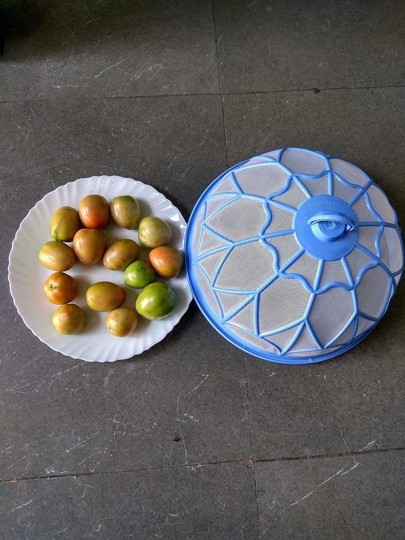 Babbu Babbu Food Dome Round Plastic Net 1275 Inch Food Cover Kitchen Table Flies Mosquitoes Insect Proof Dining Tables Covers Rice Vegetable Covers for Anti Fly Mosquito Mesh Light Blue  - Image 3
