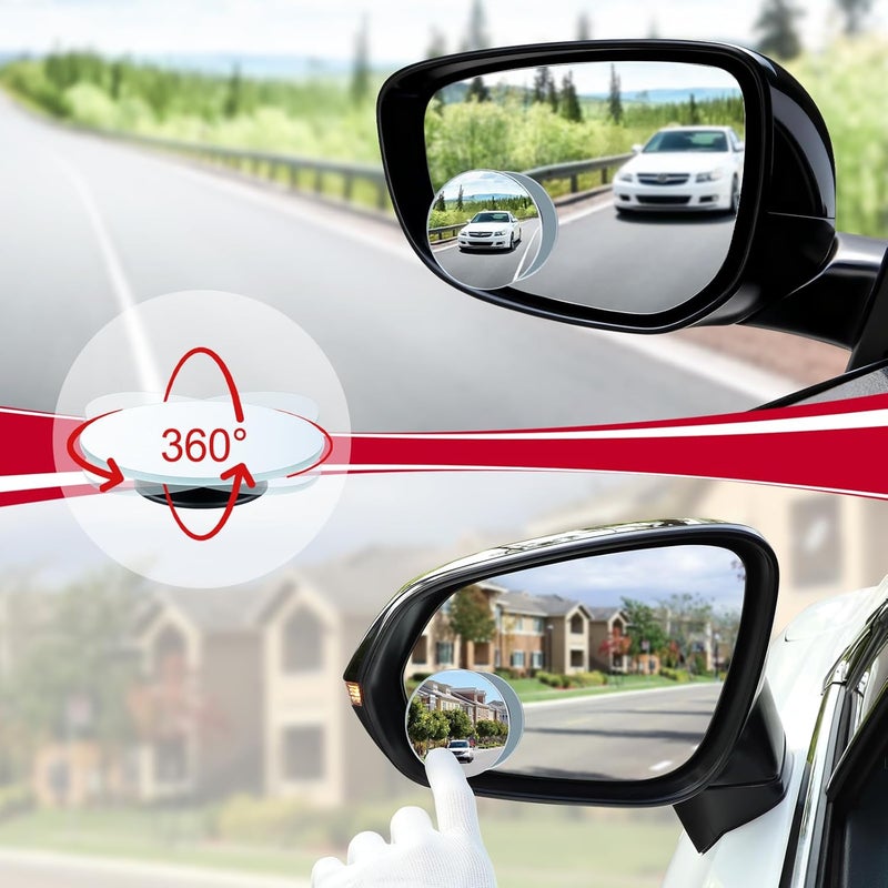 LivTee Blind Spot Mirror, 2" Round HD Glass Frameless Convex Rear View Mirrors Exterior Accessories with Wide Angle Adjustable Stick for Car SUV and Trucks, Pack of 4 - Image 5