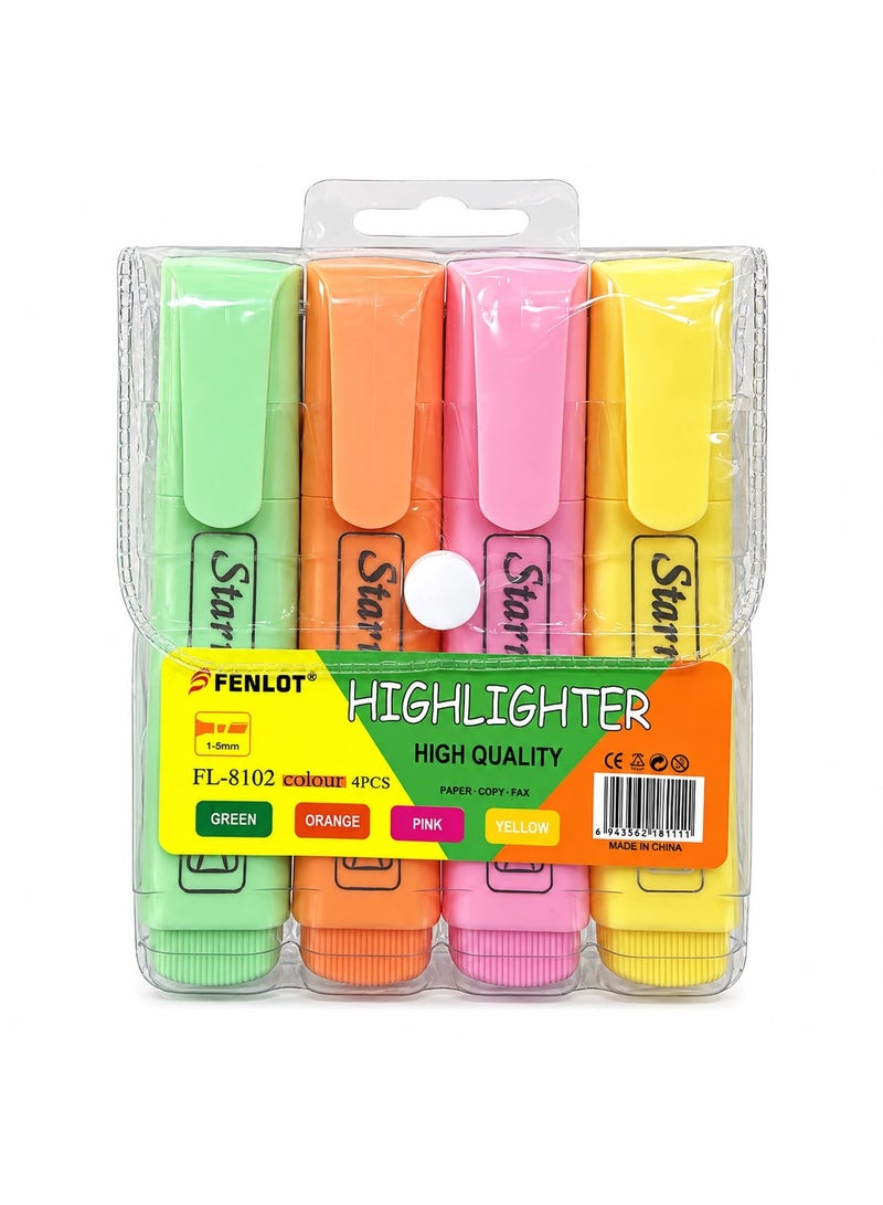FENLOT Highlighter Set, 4 Pastel Colors, 1-5mm Chisel Tip - Image 5
