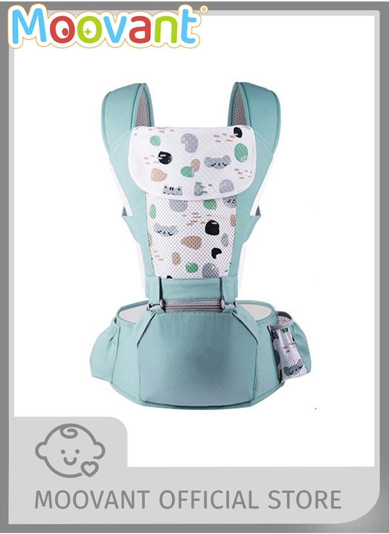 Baby Carrier with Hip Seat, Pure Cotton Breathable Baby Backpack Waist Stool, Light and Easy to Go Out with Detachable Straps & Bibs, Ergonomic Design, Labor-Saving and No Back Pain, Suitable for Babies 0-36 Months, Fresh Green - pzsku/Z8E65FE34E644DBAD3D97Z/45/_/1714466349/cfc94af4-09f0-4b02-9b69-735f10828a42