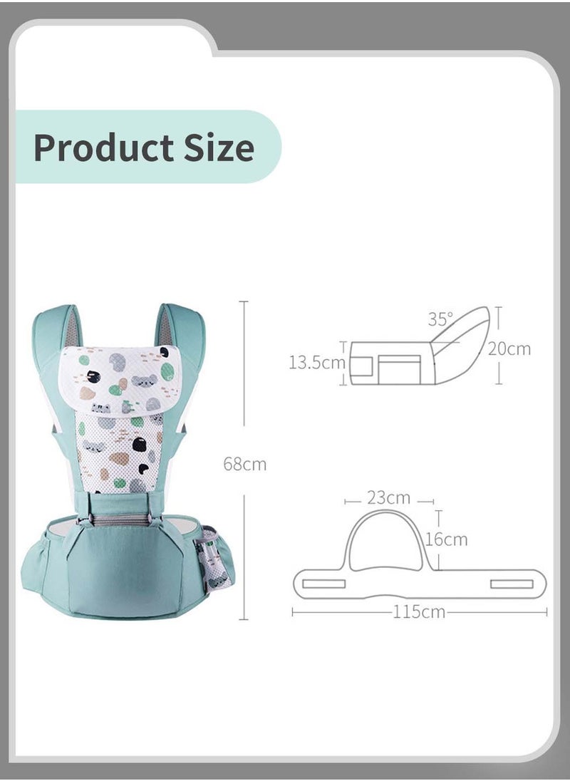 Baby Carrier with Hip Seat, Pure Cotton Breathable Baby Backpack Waist Stool, Light and Easy to Go Out with Detachable Straps & Bibs, Ergonomic Design, Labor-Saving and No Back Pain, Suitable for Babies 0-36 Months, Fresh Green - pzsku/Z8E65FE34E644DBAD3D97Z/45/_/1714467821/81412468-947b-4bf2-a648-d37bdf59a5d2