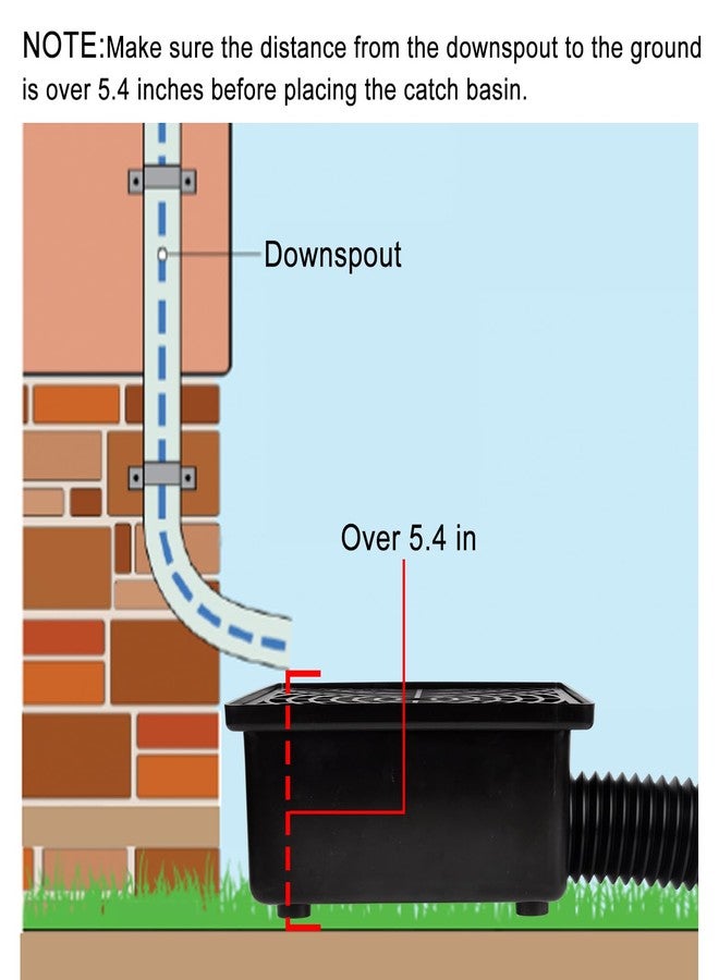 Prestantious Gutter Downspout Catch Basin, Upgraded Version 12"×12" Catch Basin Gutter Downspout Extensions with 3” Flexible Pipe, Rainwater Downspout Diverter, Pipe Stretched Length 6.7ft - Image 3