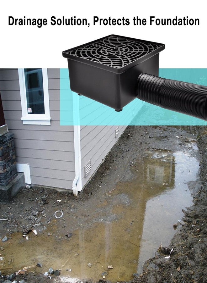 Prestantious Gutter Downspout Catch Basin, Upgraded Version 12"×12" Catch Basin Gutter Downspout Extensions with 3” Flexible Pipe, Rainwater Downspout Diverter, Pipe Stretched Length 6.7ft - Image 4