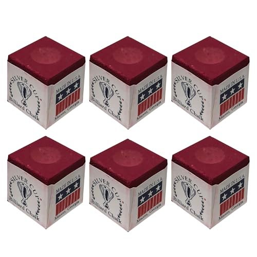 Silver Cup Set of 6 Burgundy Pool Cue Chalk - Image 5