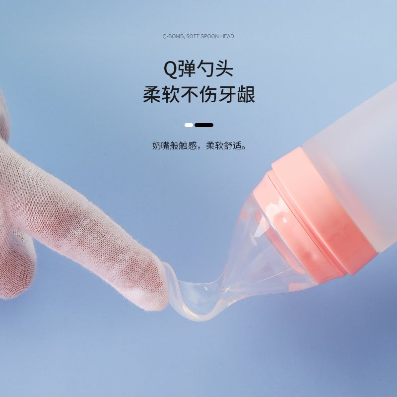 Baby Rice Cereal Bottle Infant Food Supplement Bottle Rice Cereal Spoon Newborn Silicone Octagonal Squeeze Spoon Rice Cereal Feeder - Image 2
