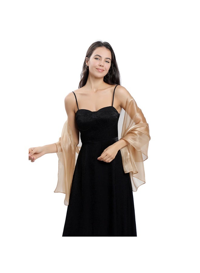 ILovhaprty 170x70cm Elegant Solid Color Chiffon Shawl - Light Brown Shawl Scarf Luxury Wedding Bridesmaid Scarf, Evening Party Hijab, Abaya Wrap for Women - Image 4