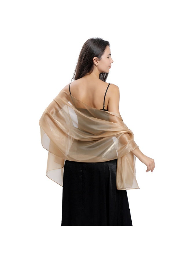 ILovhaprty 170x70cm Elegant Solid Color Chiffon Shawl - Light Brown Shawl Scarf Luxury Wedding Bridesmaid Scarf, Evening Party Hijab, Abaya Wrap for Women - Image 5