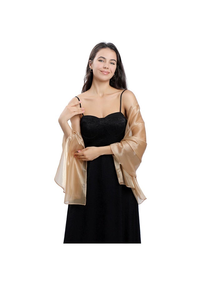 ILovhaprty 170x70cm Elegant Solid Color Chiffon Shawl - Light Brown Shawl Scarf Luxury Wedding Bridesmaid Scarf, Evening Party Hijab, Abaya Wrap for Women - Image 3