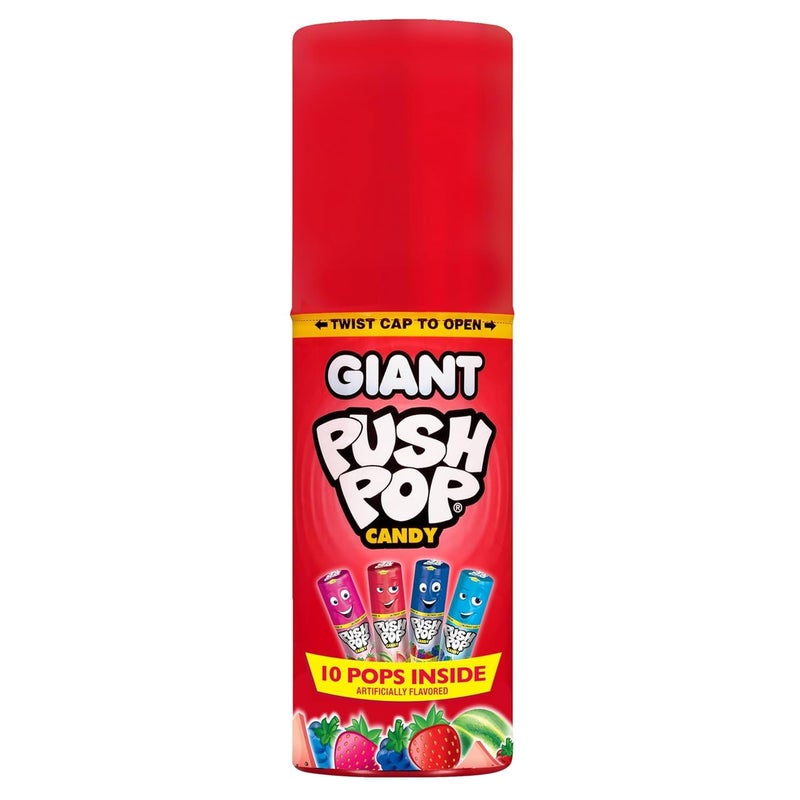 Push Pop Giant Candy Lollipop Container 10 Ct Individually Wrapped in Assorted Fruity Flavors Full Size Fun Hard Candy For Party Favors Birthday Parties Goodie Bags Fun Gifts for Kids - Image 3