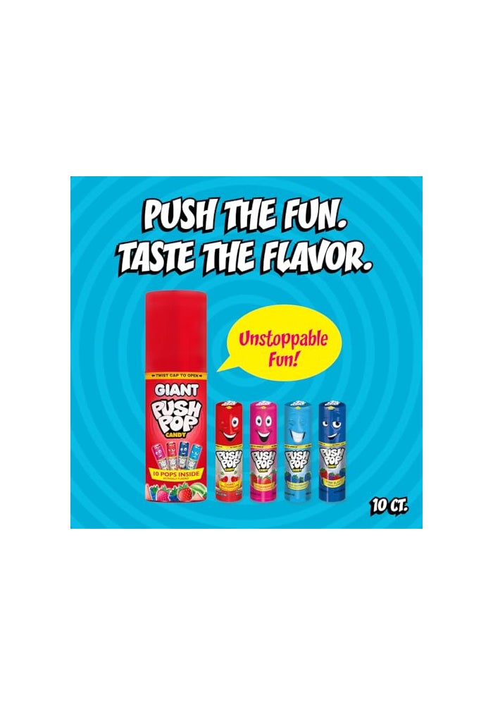 Push Pop Giant Candy Lollipop Container 10 Ct Individually Wrapped in Assorted Fruity Flavors Full Size Fun Hard Candy For Party Favors Birthday Parties Goodie Bags Fun Gifts for Kids - Image 5