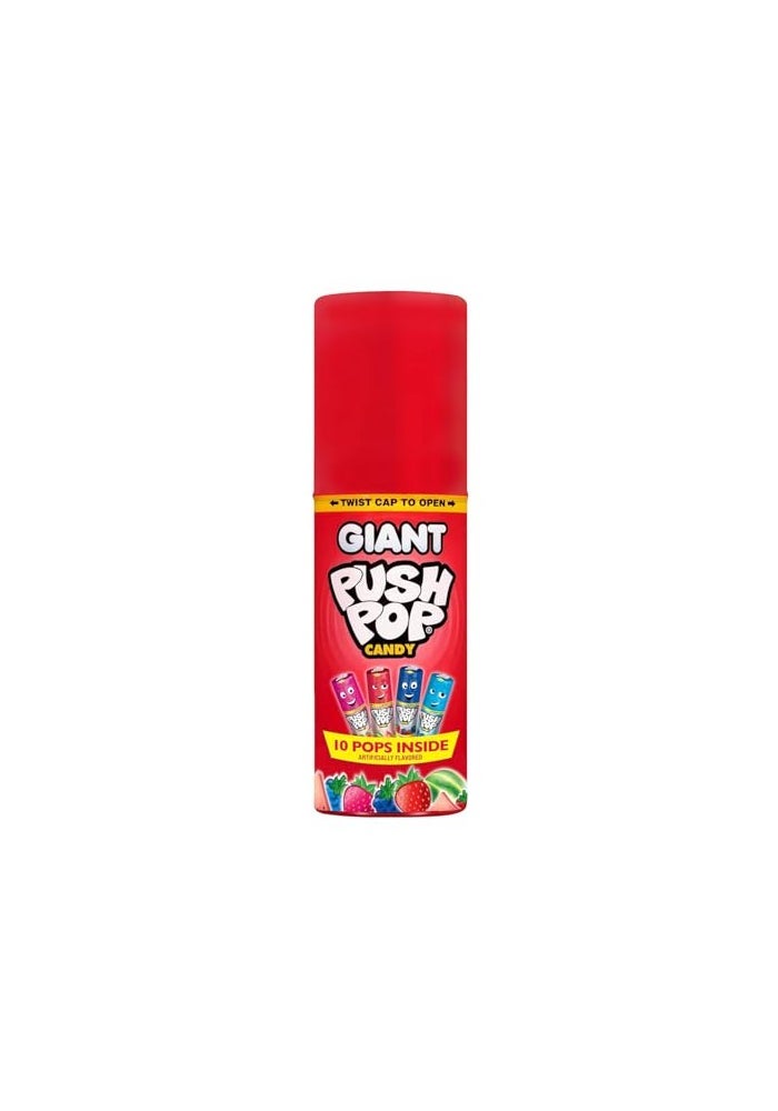 Push Pop Giant Candy Lollipop Container 10 Ct Individually Wrapped in Assorted Fruity Flavors Full Size Fun Hard Candy For Party Favors Birthday Parties Goodie Bags Fun Gifts for Kids - Image 1