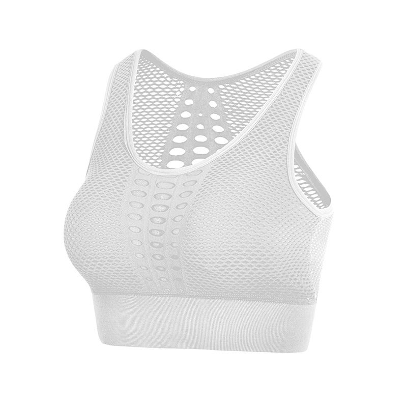 Summer Seamless Sports Bra, Breathable Backless Yoga Fitness Top Blue  - Image 3