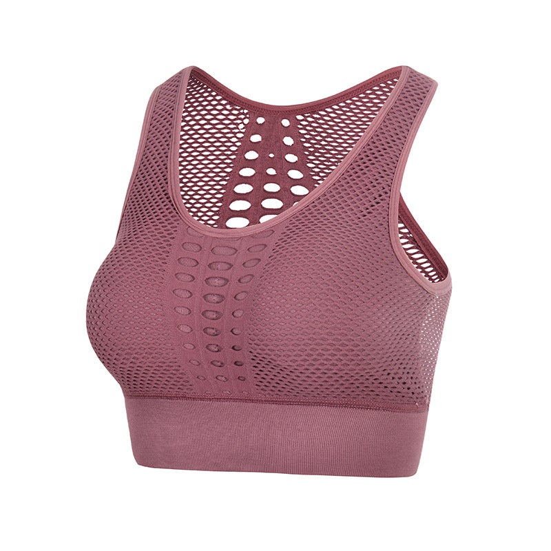 Summer Seamless Sports Bra, Breathable Backless Yoga Fitness Top Blue  - Image 2