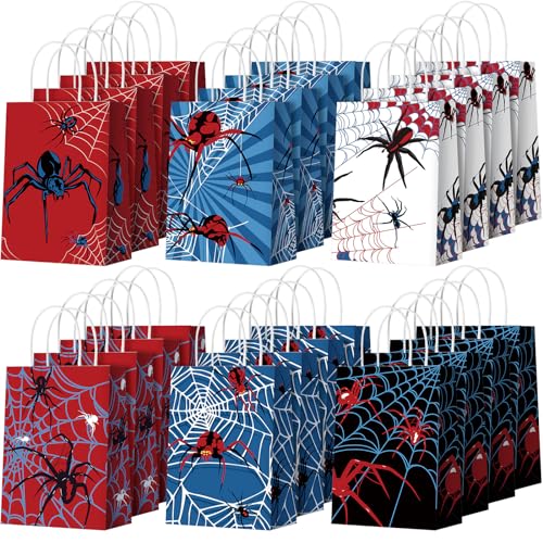Epakh 24 Pcs Spider Party Favors Bags with Handles Spider Birthday Party Decorations Double Sided Goodie Candy Bags (Class Spider) - Image 1