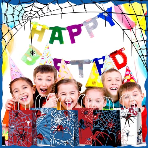 Epakh 24 Pcs Spider Party Favors Bags with Handles Spider Birthday Party Decorations Double Sided Goodie Candy Bags (Class Spider) - Image 4