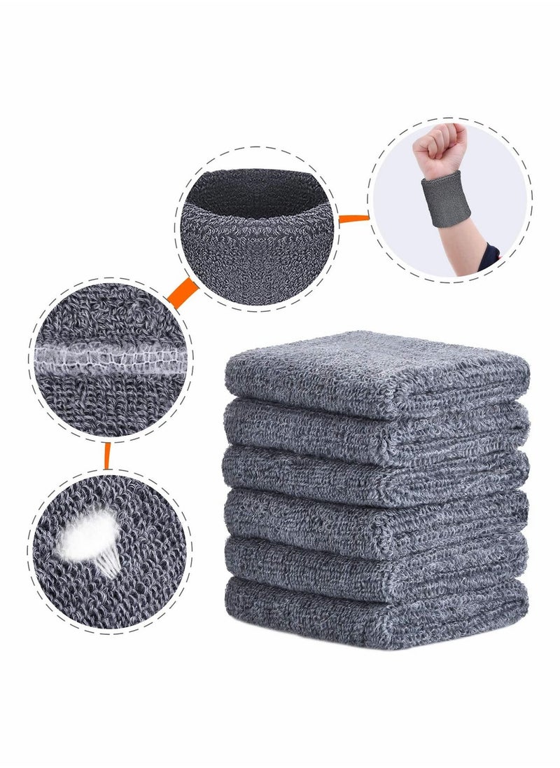KASTWAVE - 6 PCS Sports Wristbands Cotton Sweatband Wristbands Wrist Sweatbands Wrist Sweat Bands for for Men and Women, Good for Tennis, Basketball, Running, Gym, Working Out - Image 1