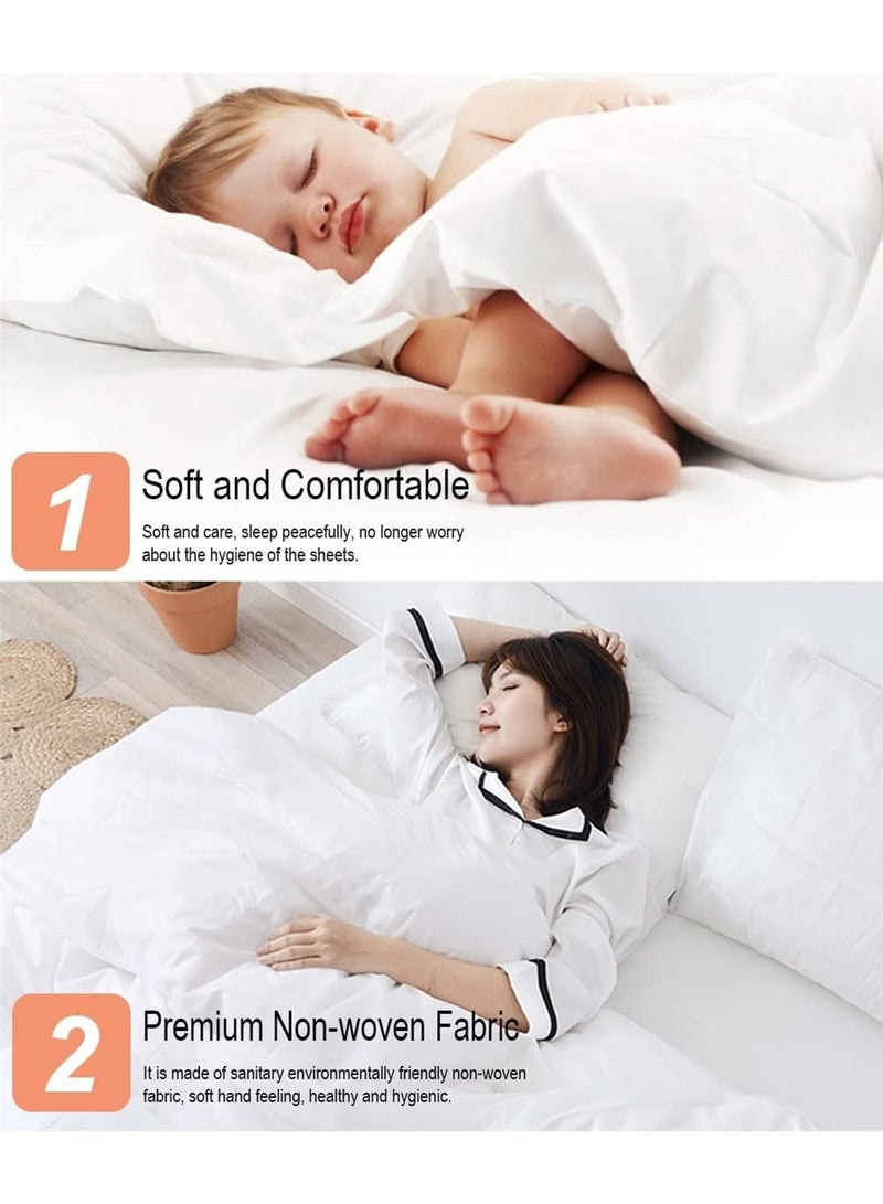 سيوسي مجموعة ملاءات السرير المكونة من 4 قطع للاستعمال مرة واحدة للسفر ، ملاءات سرير مزدوج ملاءات السفر للفندق ، مجموعة غطاء لحاف ملاءة محمولة للسفر وفندق سبا ورحلة عمل ، جاهزة للاستخدام مجموعة مفروشات يمكن - Image 3