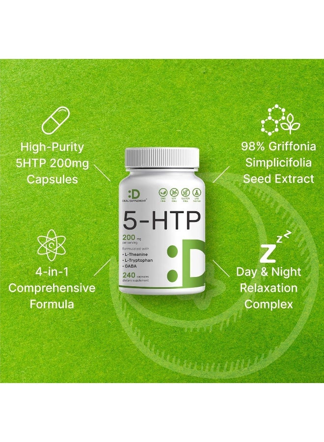 DEAL SUPPLEMENT 5-هيدروكسي تريبتوفان 200 ملغ مع L-ثيانين 200 ملغ، غابا و L-تريبتوفان، 240 كبسولة - Image 3