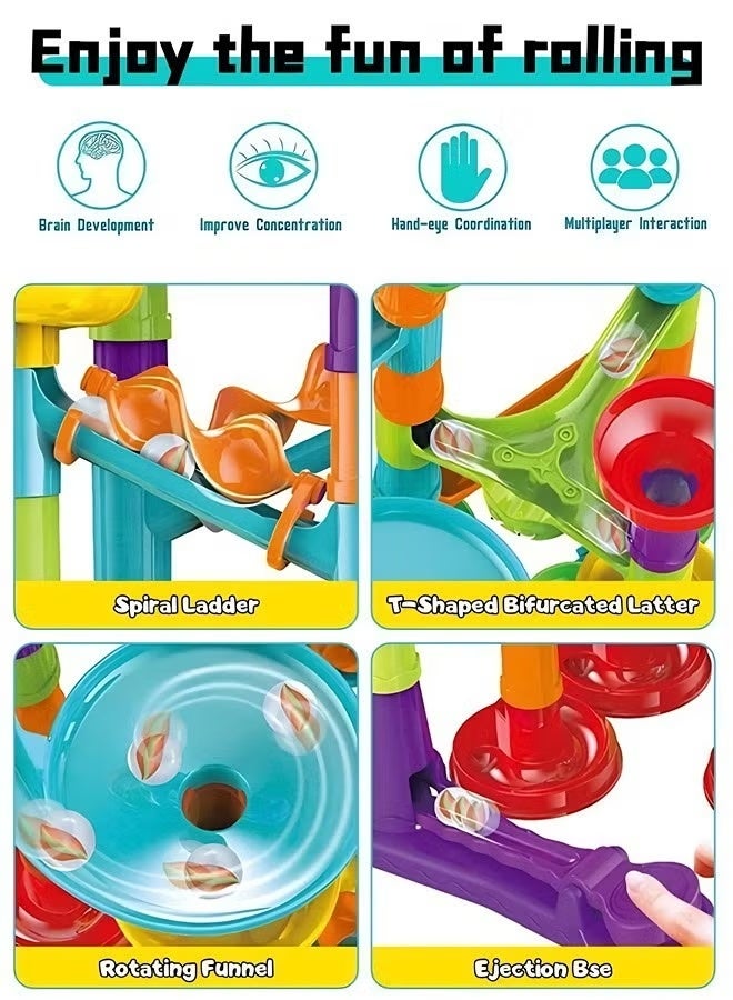 113 PCS versatile ball track building blocks, children's educational DIY assembly slides, children's creative construction slides, educational hands-on assembly parent-child interactive assembly toys, three-dimensional ball pipe building block sets, gifts for boys and girls - Image 5