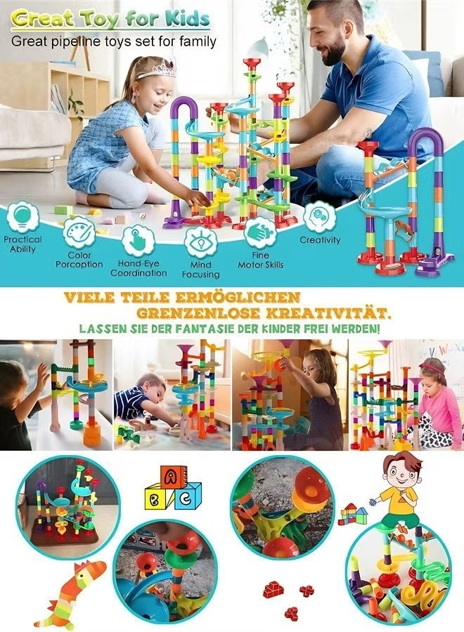 113 PCS versatile ball track building blocks, children's educational DIY assembly slides, children's creative construction slides, educational hands-on assembly parent-child interactive assembly toys, three-dimensional ball pipe building block sets, gifts for boys and girls - Image 3