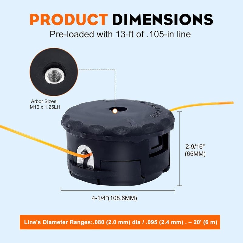 Hipa Speed Feed 400 Trimmer Head for Echo SRM225 GT225 PAS225 SRM210 SRM2100 SRM230 SRM250 PAS210 PAS230 PAS260 String Trimmer Replace 99944200907 Universal Trimmer Head - Image 4