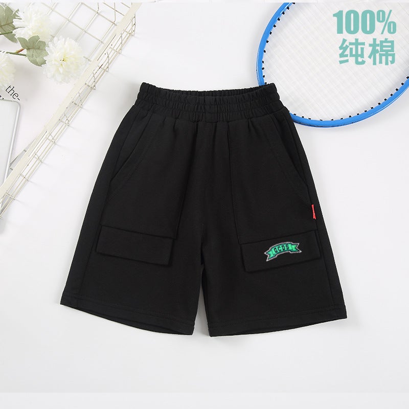 In-Stock Export Boys' And Girls' Pure Cotton Shorts Children'S Knee-Length Sports Loose Casual Pants - Image 3