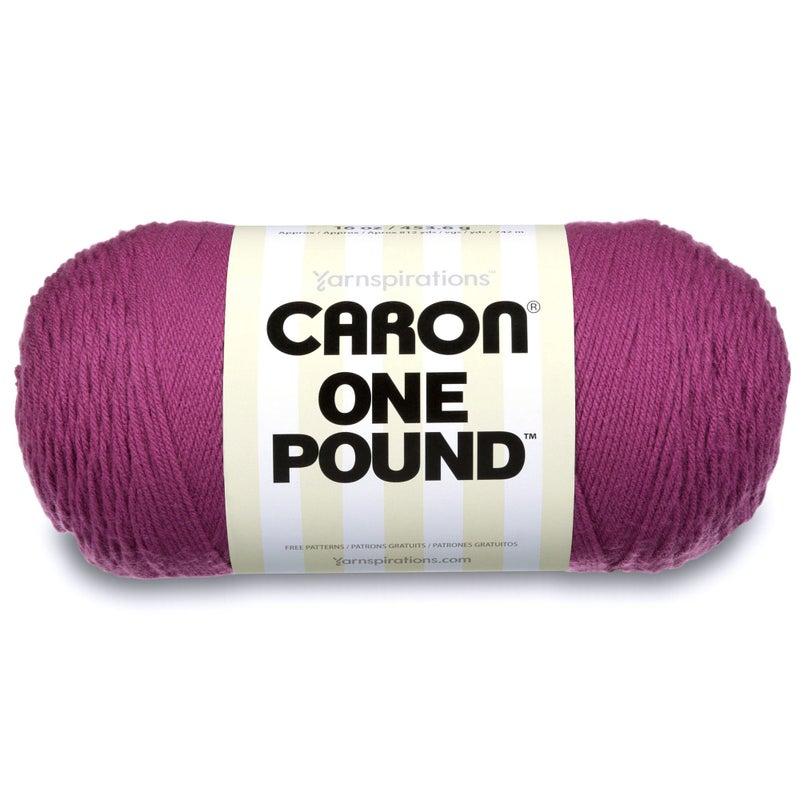 Caron One Pound Solids Yarn, 16oz, Gauge 4 Medium, 100% Acrylic - Purple- For Crochet, Knitting & Crafting ( 1 Piece ) - Image 1