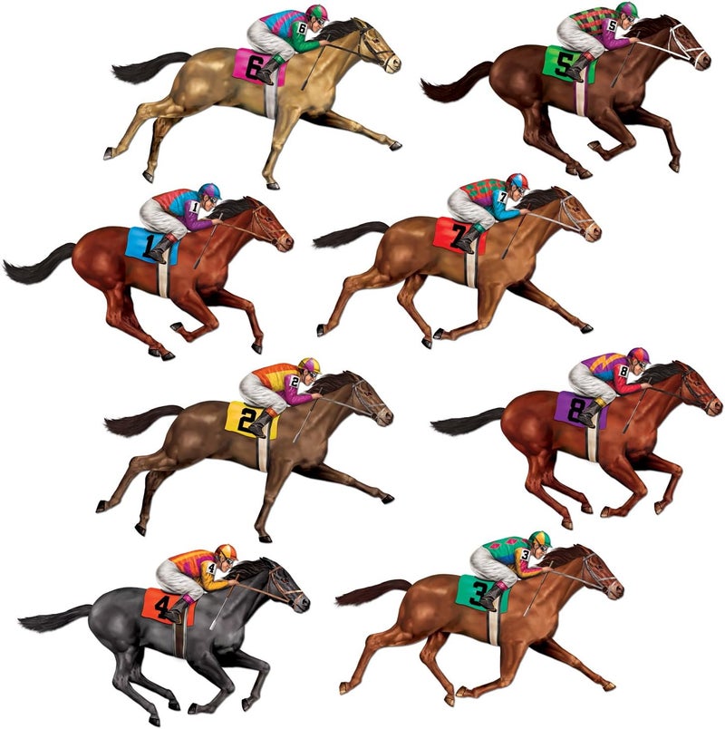 Beistle بيستل 8 عداد دمى خيول سباق لوازم لعبة سباق الخيل لوازم حفلات سباق الخيل زينة حفلات ذات طابع خيول إكسسوارات حفلة الفارس 29 - Image 1