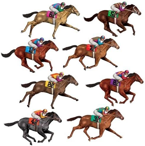 Beistle بيستل 8 عداد دمى خيول سباق لوازم لعبة سباق الخيل لوازم حفلات سباق الخيل زينة حفلات ذات طابع خيول إكسسوارات حفلة الفارس 29 - Image 4