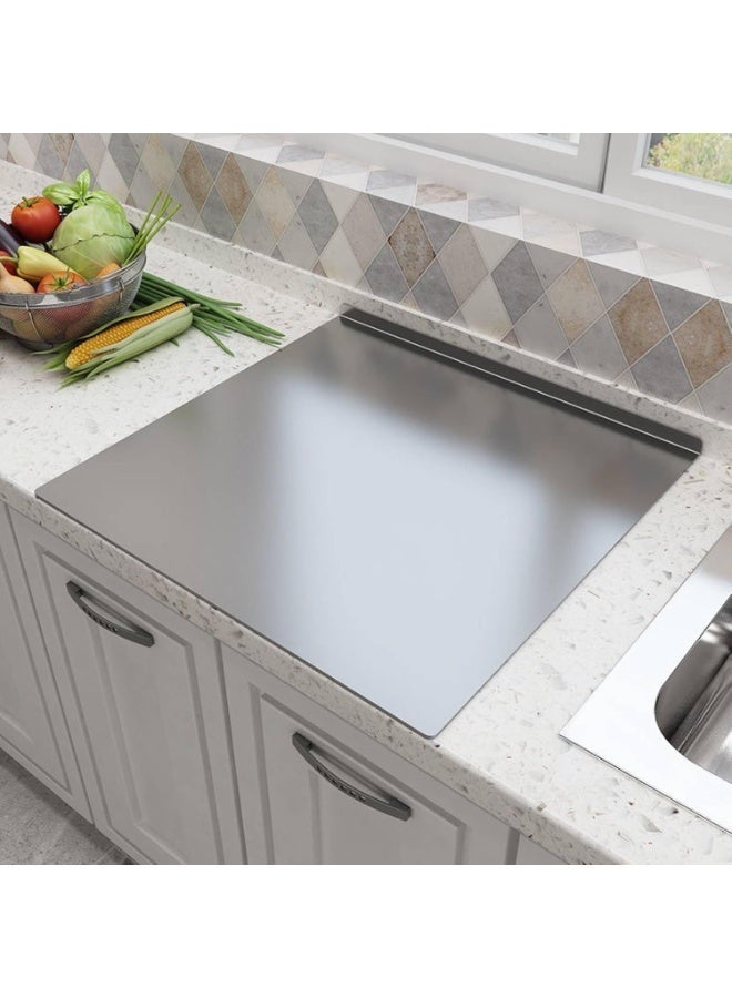 Large Stainless Steel Cutting Board with Counter Lip– Non-Slip Pastry Board - Image 3