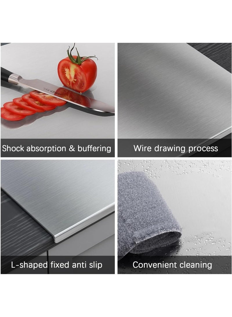Large Stainless Steel Cutting Board with Counter Lip– Non-Slip Pastry Board - Image 5
