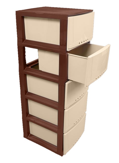 5-Tier Multi-Purpose Plastic Storage Drawer 42x34x104cm