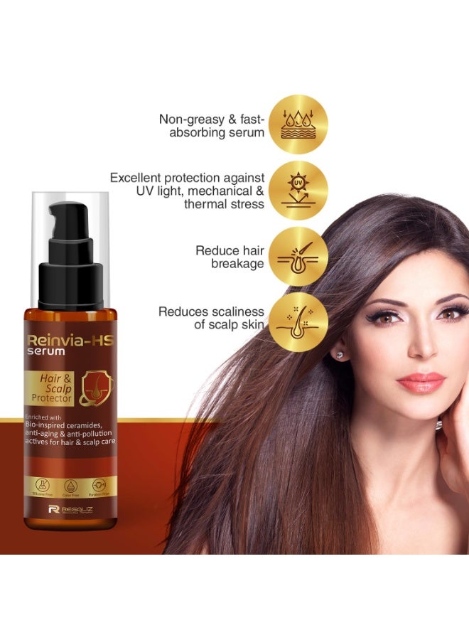 Regaliz Reinvia-HS Hair & Scalp Protector Serum with Ceramides for UV & Environmental Protection, Lightweight & Hydrating Formula, 90ml - Image 3