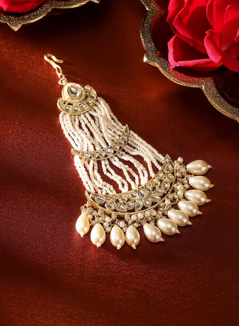 برياسي Plated Kundan Studded  Pearls Jhumar Passa