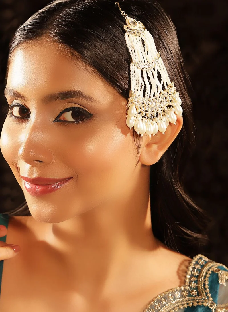 برياسي Plated Kundan Studded  Pearls Jhumar Passa