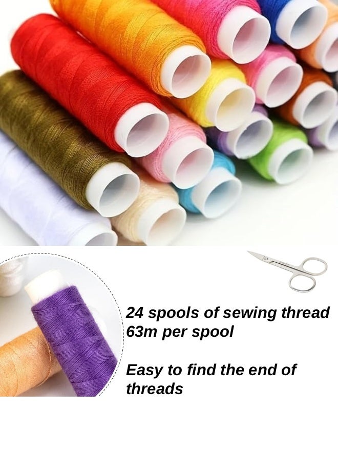 فَرَحُوم طقم خياطة محمول 97 قطعة – طقم إبرة وخيط فاخر للسفر للكبار والمبتدئين | حقيبة أدوات خياطة مضغوطة مع خيوط، إبر، مقص وشريط قياس | للمنزل، التفصيل، الإصلاح الطارئ والهدايا - Image 4