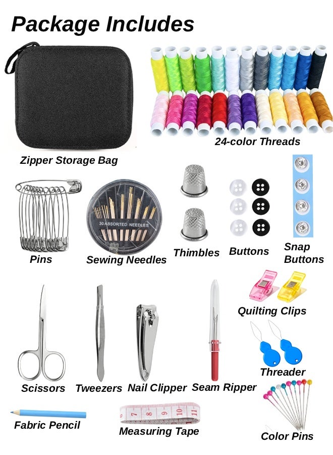 فَرَحُوم طقم خياطة محمول 97 قطعة – طقم إبرة وخيط فاخر للسفر للكبار والمبتدئين | حقيبة أدوات خياطة مضغوطة مع خيوط، إبر، مقص وشريط قياس | للمنزل، التفصيل، الإصلاح الطارئ والهدايا - Image 2