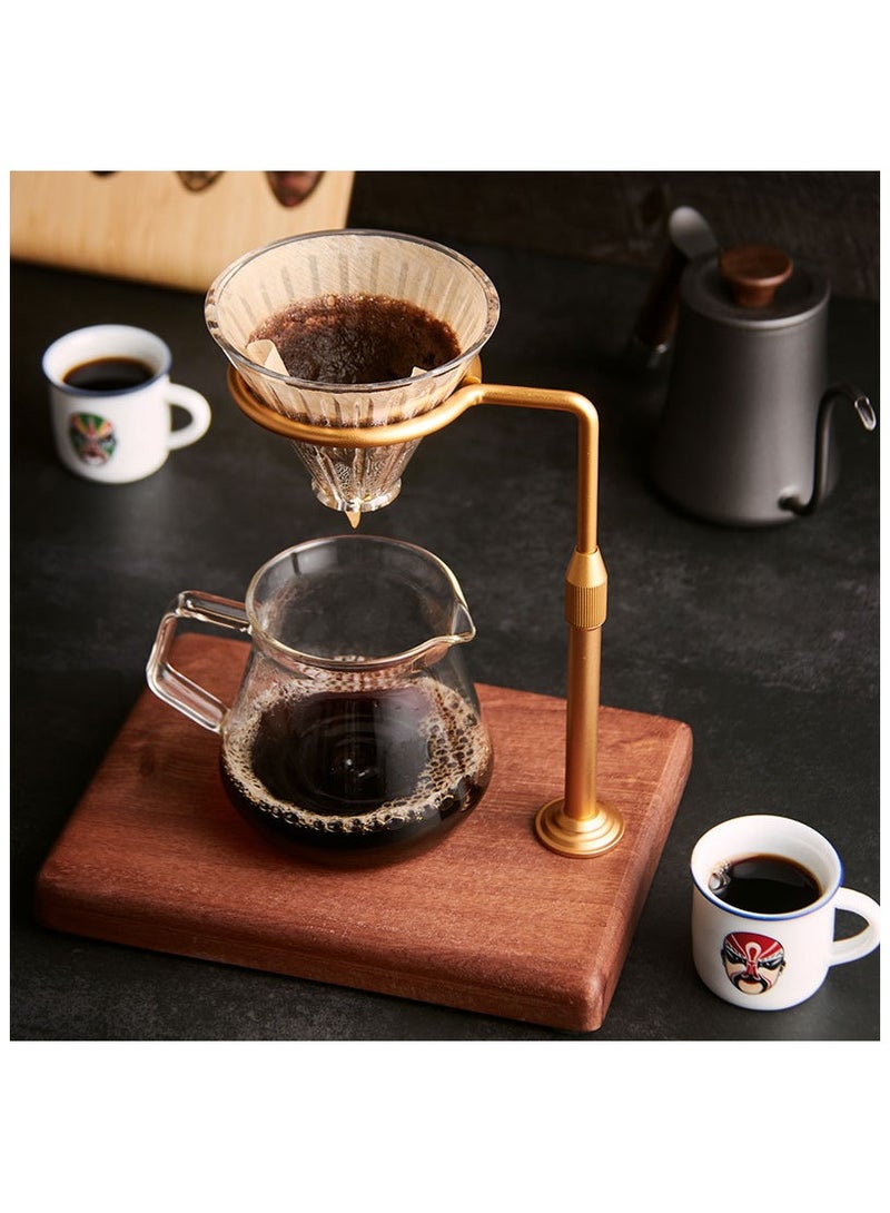 Captaintech Adjustable Pour Over Filter Coffee Dripper Station with Wooden Base Stand  - Image 1