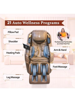 ZEITAKU Premium Full Body Massage Chair CHIRU with Zero Gravity Recline, 21 Auto Wellness Programs, 10 Fixed Massages, Magnetic Therapy, Foot Reflexology, Carbon Fiber Heating, Bluetooth Speakers & LCD Controller  - Image 5