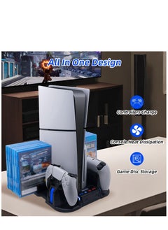 PGTECH PS5 Slim Cooling Stand with Controller Charging Station for Playstation 5 Slim Console (Digital/Disc),  PS5 Slim Accessories Includes 3 Levels Cooling Fan, 12 Game Storage Slots, 2 USB Hubs  - Image 2